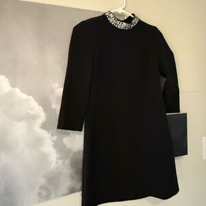 H&M Elegant Black Dress with Embellished Collar size 6